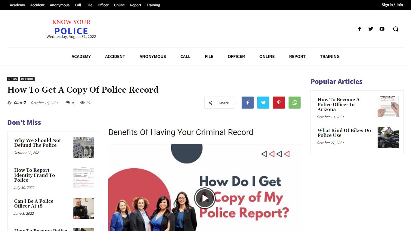 How To Get A Copy Of Police Record - KnowYourPolice.net