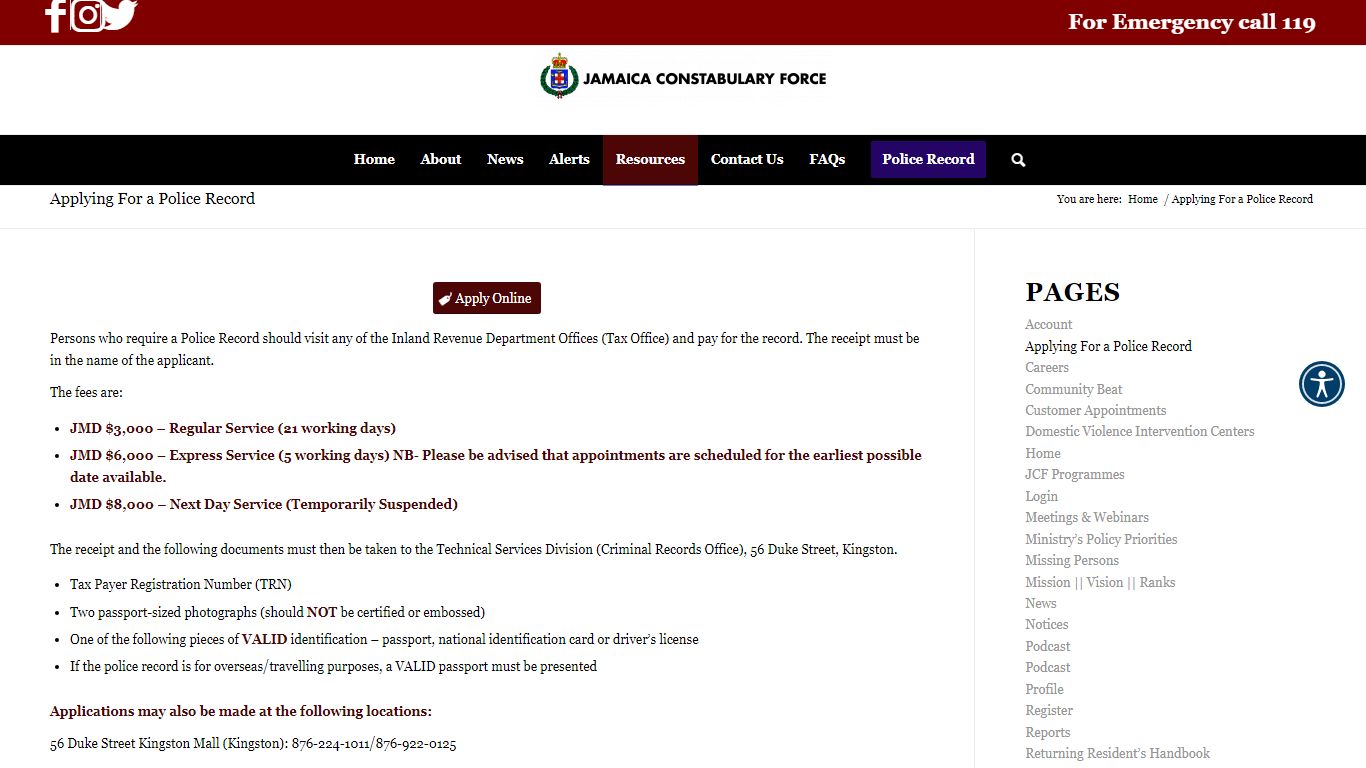 Applying For a Police Record - Jamaica Constabulary Force